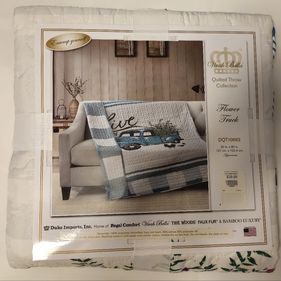 Flower Truck Quilted Throw Blanket - Picture 2 of 4